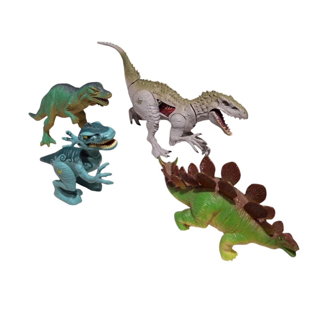Dinosaur Toy Set - Green, Blue, White, Brown